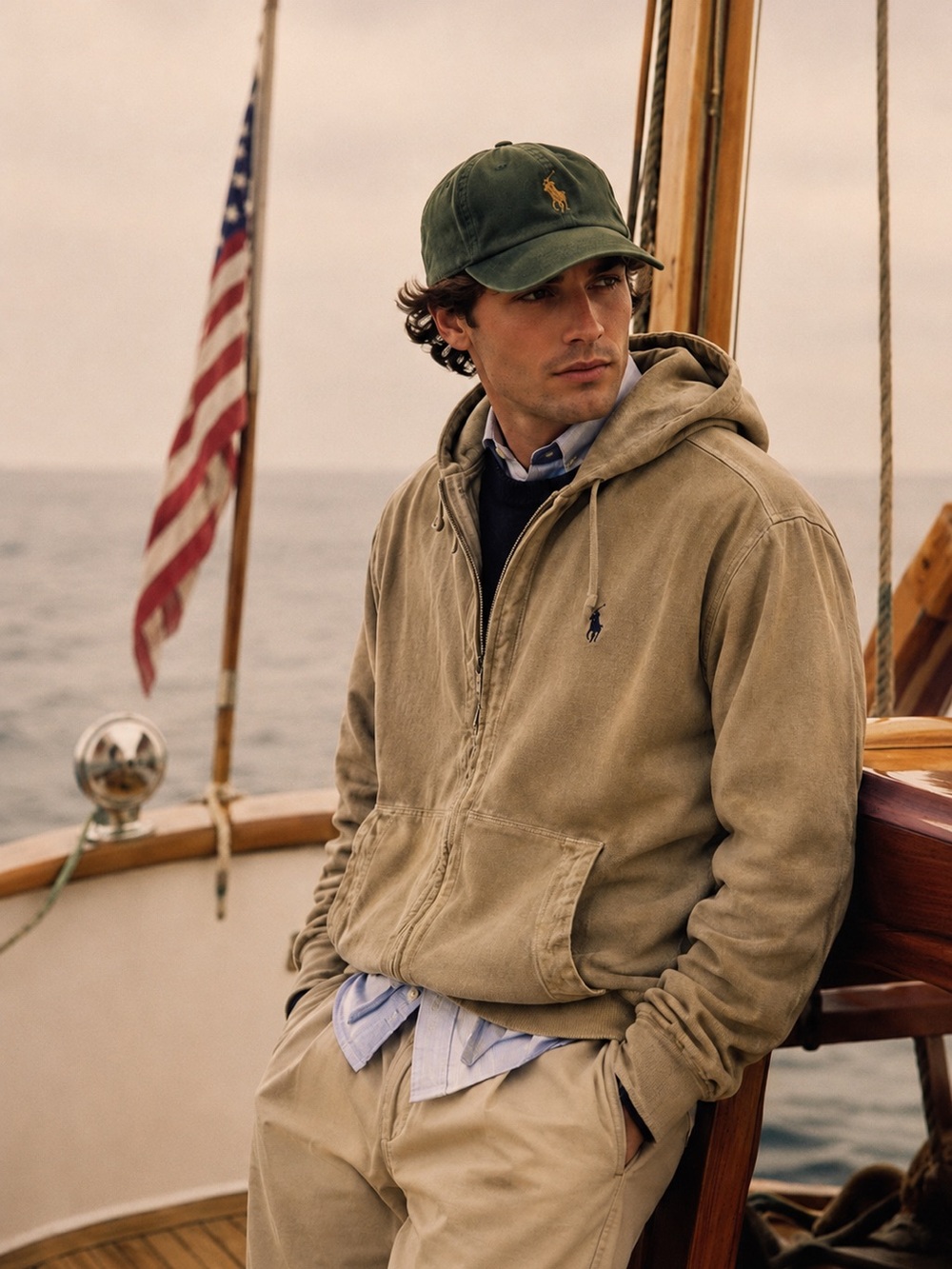 Vintage Polo Ralph Lauren Yacht Club Full Zip Hoodie Heritage Coastal Preppy
